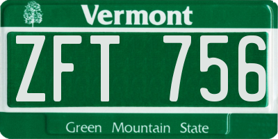 VT license plate ZFT756
