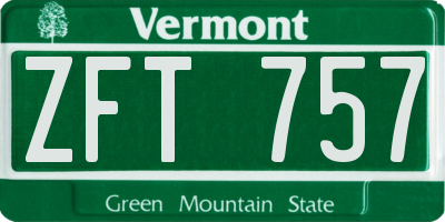 VT license plate ZFT757