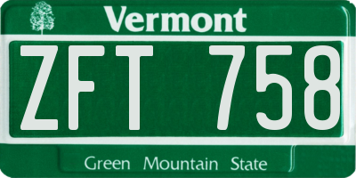 VT license plate ZFT758