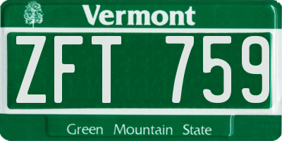VT license plate ZFT759