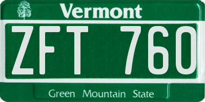 VT license plate ZFT760
