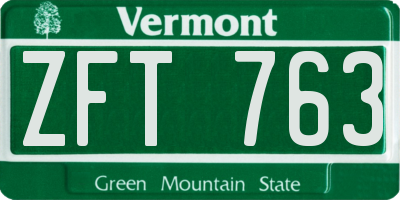 VT license plate ZFT763