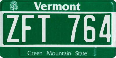 VT license plate ZFT764