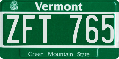 VT license plate ZFT765