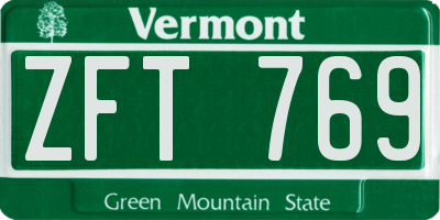 VT license plate ZFT769