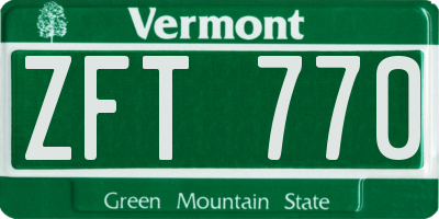 VT license plate ZFT770