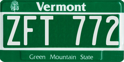VT license plate ZFT772