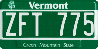 VT license plate ZFT775