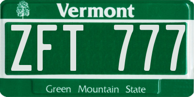 VT license plate ZFT777