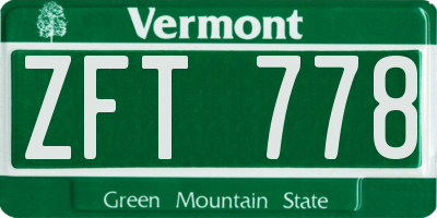 VT license plate ZFT778