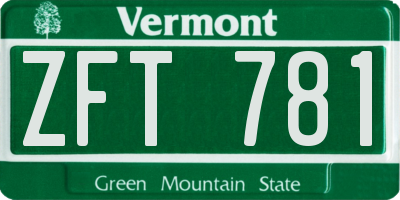 VT license plate ZFT781