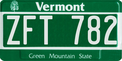 VT license plate ZFT782