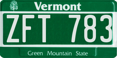 VT license plate ZFT783