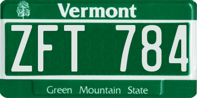 VT license plate ZFT784