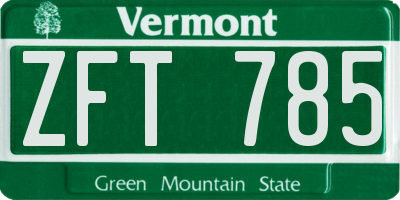 VT license plate ZFT785