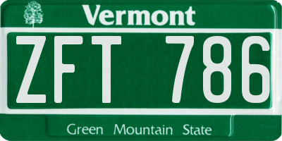 VT license plate ZFT786