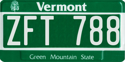 VT license plate ZFT788