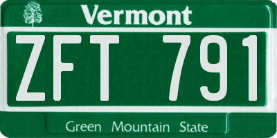 VT license plate ZFT791