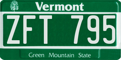 VT license plate ZFT795
