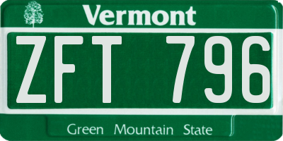 VT license plate ZFT796
