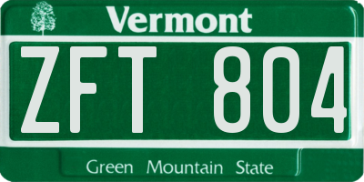 VT license plate ZFT804