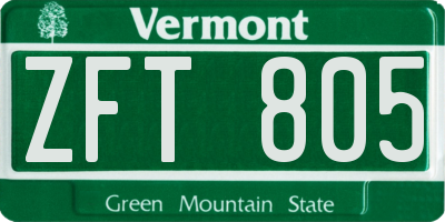 VT license plate ZFT805