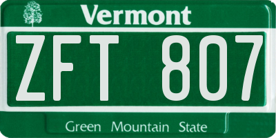 VT license plate ZFT807