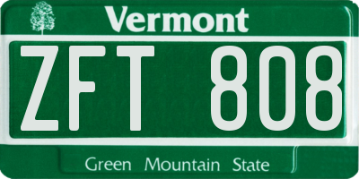 VT license plate ZFT808