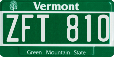 VT license plate ZFT810