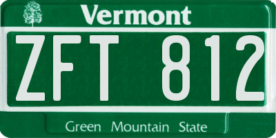 VT license plate ZFT812