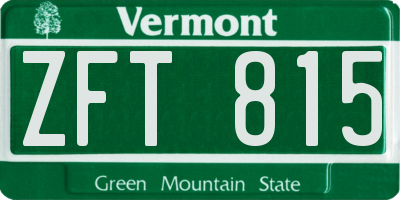 VT license plate ZFT815