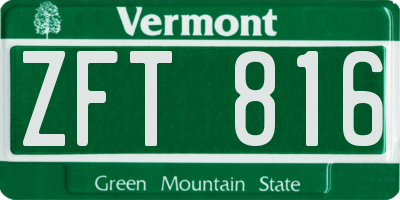 VT license plate ZFT816
