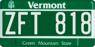 VT license plate ZFT818