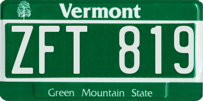 VT license plate ZFT819