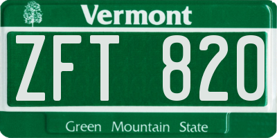 VT license plate ZFT820