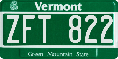VT license plate ZFT822