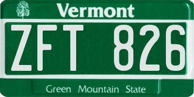 VT license plate ZFT826