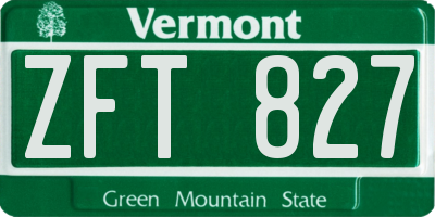 VT license plate ZFT827