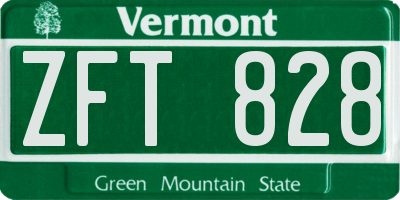 VT license plate ZFT828