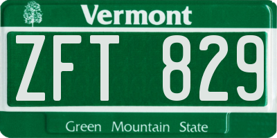 VT license plate ZFT829