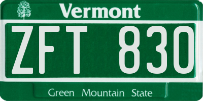 VT license plate ZFT830