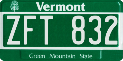 VT license plate ZFT832