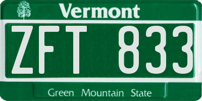 VT license plate ZFT833
