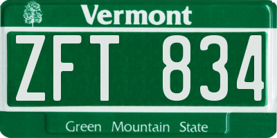 VT license plate ZFT834