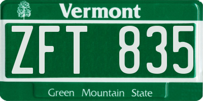 VT license plate ZFT835