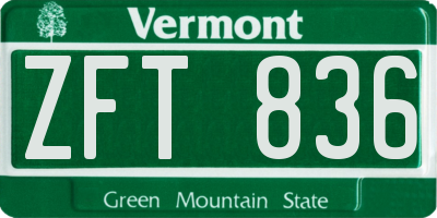 VT license plate ZFT836