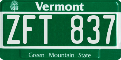 VT license plate ZFT837