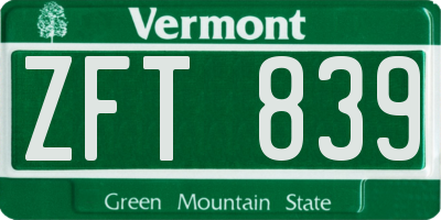 VT license plate ZFT839