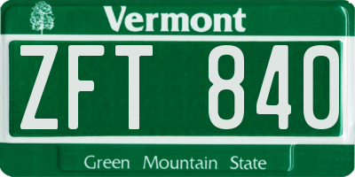VT license plate ZFT840