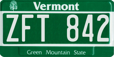 VT license plate ZFT842